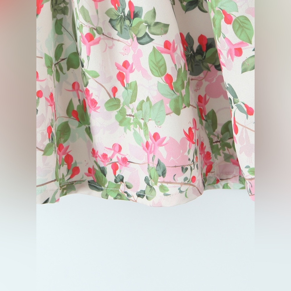 NWT Romantic Floral Halter Mini Dress - Sleeveless Ruffle Skater Look S-L - Picture 11 of 12